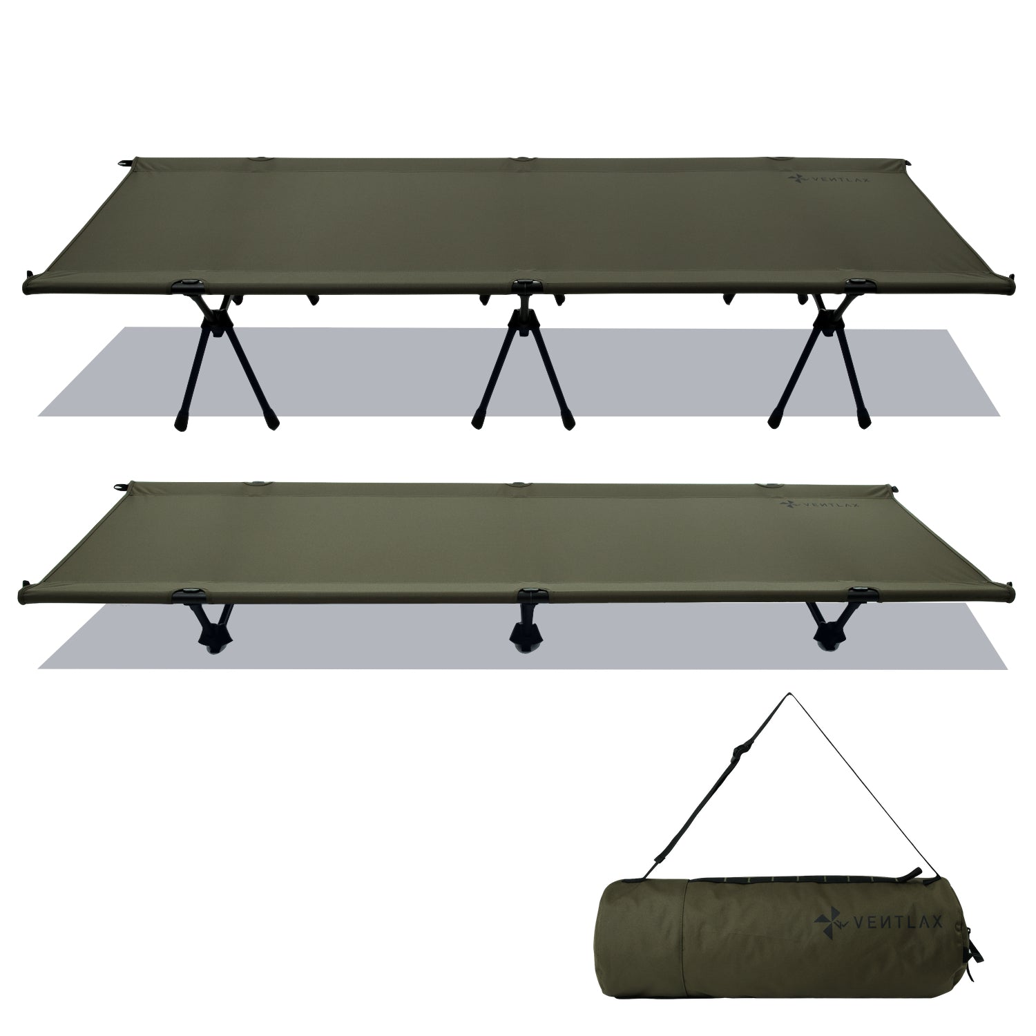 VENTLAX 2WAY ADJUSTABLE COT(ブラック) - アウトドア寝具